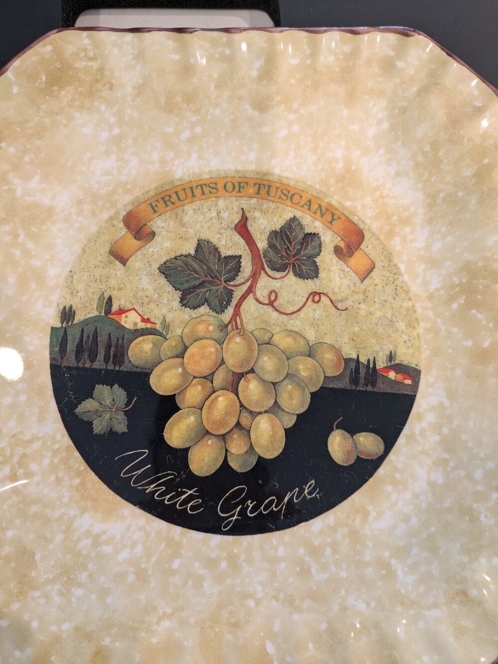 Ceramica Due Torri Per Alimenti Square Plate Made In Italy Grapes Medallion